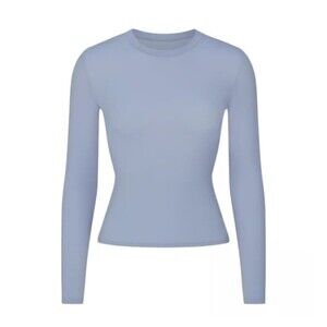 Skims Fits Everybody Long Sleeve T-Shirt in Slate, Size XSmall NWT